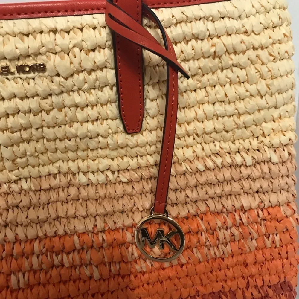NWT Michael Kors The Michael Ombré Straw Tote Bag